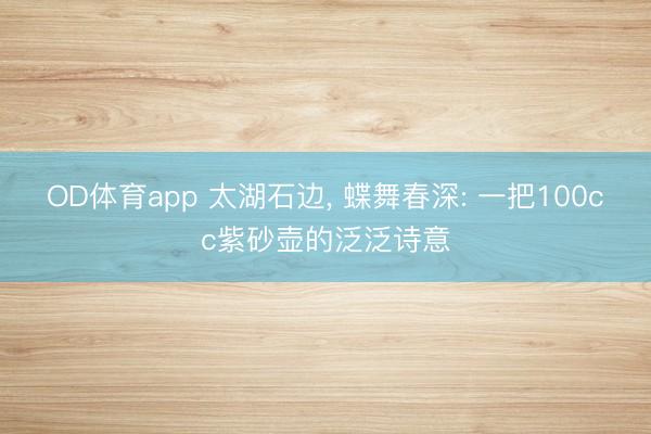 OD体育app 太湖石边, 蝶舞春深: 一把100cc紫砂壶的泛泛诗意