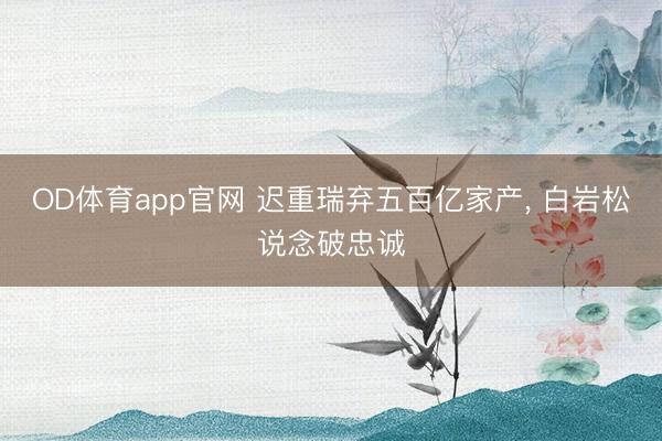OD体育app官网 迟重瑞弃五百亿家产, 白岩松说念破忠诚
