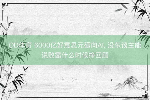 OD体育 6000亿好意思元砸向AI, 没东谈主能说败露什么时候挣回顾